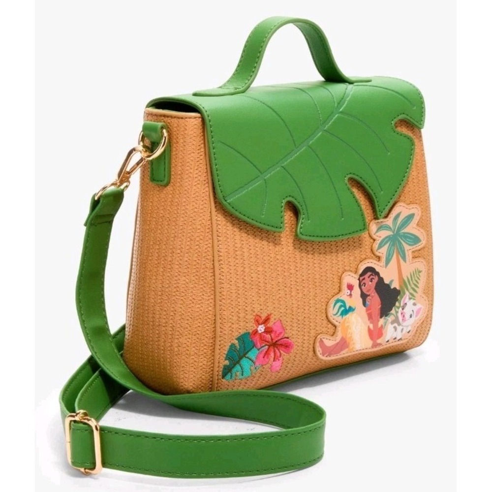 Her Universe Disney Moana & Pua Rattan Leaf Crossbody Bag Charm Heart Of Te Fiti